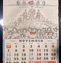 Load image into Gallery viewer, 1948 Montreal National Jr Champions J.A.H.A Sweet Caporal Hockey Calendar Page