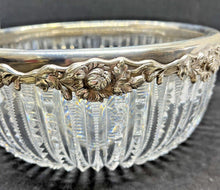 Load image into Gallery viewer, Sterling Rim Cut Crystal Bowl 9 in x 4 in