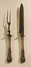 Load image into Gallery viewer, Sterling Silver Handle Stainless steel Carving 11" Fork and 12" Knife blade Pair