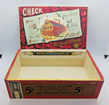Load image into Gallery viewer, "Check" As Good As Gold Cigar Box by Rock City Cigar Co. Levis, P.Q. No. 2