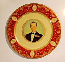 Load image into Gallery viewer, 1950s Portland Ware Decorative Tin Royalty Plates, H.R.H and Queen Elizabeth II