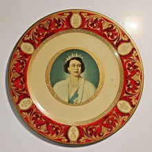 Load image into Gallery viewer, 1950s Portland Ware Decorative Tin Royalty Plates, H.R.H and Queen Elizabeth II