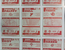 Load image into Gallery viewer, 1996-97 Kraft Dinner Hockey Hand Cut Collectors 3 1/2 x 5 1/4" Cards Lot of 26