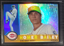 Load image into Gallery viewer, 2009 Topps Heritage Chrome Homer Bailey Black Refractor SSP 45/60 CHR116