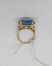 Load image into Gallery viewer, 14K Yellow Gold Hand Assembled Cocktail Ring w/ Man Made Blue Spinel Certified