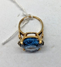 Load image into Gallery viewer, 14K Yellow Gold Hand Assembled Cocktail Ring w/ Man Made Blue Spinel Certified