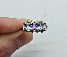 Load image into Gallery viewer, 10K Yellow and White Gold Hand Assembled Amethyst, Topaz, Diamond Ring Certified