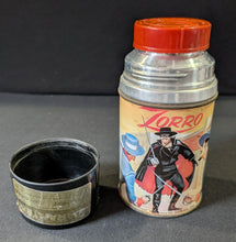 Load image into Gallery viewer, 1958 Aladdin Zorro Lunchbox With Thermos