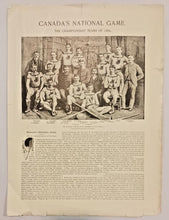 Load image into Gallery viewer, 1900s Article on Canada's National Game Champion Teams of 1886 Lacrosse