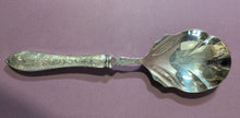 Load image into Gallery viewer, Birks Sterling Silver Ornate Handle Fluted Bowl Serving Spoon With Tudor Pattern