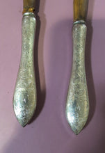 Load image into Gallery viewer, Birks Wood Salad Serving Set Spoon & Fork Ornate Sterling Silver Handles