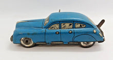 Load image into Gallery viewer, 1940-50s Blue Car lithographed car tin toy with clockwork & Key, Made in Britain
