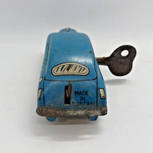 Load image into Gallery viewer, 1940-50s Blue Car lithographed car tin toy with clockwork & Key, Made in Britain
