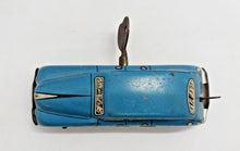 Load image into Gallery viewer, 1940-50s Blue Car lithographed car tin toy with clockwork & Key, Made in Britain