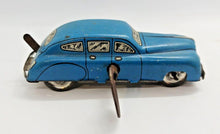 Load image into Gallery viewer, 1940-50s Blue Car lithographed car tin toy with clockwork & Key, Made in Britain