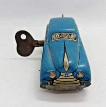 Load image into Gallery viewer, 1940-50s Blue Car lithographed car tin toy with clockwork & Key, Made in Britain