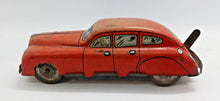 Load image into Gallery viewer, 1940-50s Red Car lithographed car tin toy with clockwork & Key, Made in Britain