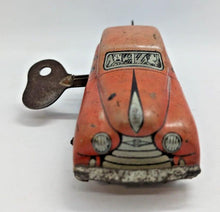 Load image into Gallery viewer, 1940-50s Red Car lithographed car tin toy with clockwork & Key, Made in Britain
