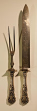 Load image into Gallery viewer, Sterling Silver Handle Stainless steel Carving Fork and 14" Knife blade Pair