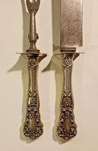 Load image into Gallery viewer, Sterling Silver Handle Stainless steel Carving Fork and 14" Knife blade Pair