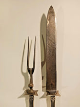 Load image into Gallery viewer, Sterling Silver Handle Stainless steel Carving Fork and 14" Knife blade Pair