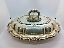 Load image into Gallery viewer, Antique Silver Lidded Entree Serving Dish Tray Set of 2