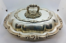 Load image into Gallery viewer, Antique Silver Lidded Entree Serving Dish Tray Set of 2