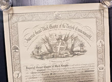 Load image into Gallery viewer, Imperial Grand Black Chapter of the British Commonwealth Certificate No. 96 1923