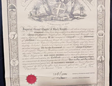 Load image into Gallery viewer, Imperial Grand Black Chapter of the British Commonwealth Certificate No. 96 1923