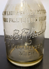 Load image into Gallery viewer, JAY B RHODES Havoline KALAMAZOO MICH Embossed OIL Glass Bottle Matching Spout