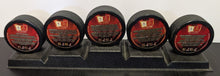 Load image into Gallery viewer, 2002 McDonald s Olympics Team Canada Pucks Complete Set (5) With Stand