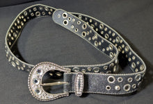 Load image into Gallery viewer, 1980’s Vintage Silver Tone Black Leather Belt Lot of 2