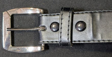 Load image into Gallery viewer, 1980’s Rocker Style Silver Tone Black Leather Belt Lot of 3
