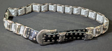 Load image into Gallery viewer, 1980’s Rocker Style Silver Tone Black Leather Belt Lot of 3