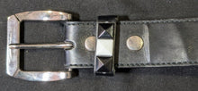 Load image into Gallery viewer, 1980’s Rocker Style Silver Tone Black Leather Belt Lot of 3