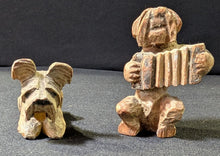 Load image into Gallery viewer, Hand-Carved Wooden Dog Figurines (Dog and Musician)