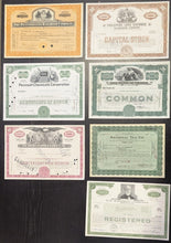 Load image into Gallery viewer, Vintage Stock Certificate Lot - Railroad, Airways, Chemicals, & More - 7 Pieces