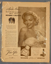 Load image into Gallery viewer, Vintage 14x11 Photo Print MARILYN MONROE 1950s Westmores Try-Glo Make Up Ad
