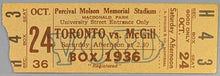 Load image into Gallery viewer, 1936 Toronto vs. McGill Football Ticket Stub at Percival Molson Memorial Stadium