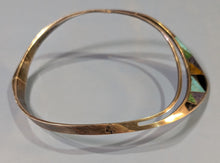 Load image into Gallery viewer, Mexico 925 Sterling Silver Hinged Collar Necklace Onyx Turquoise Malachite