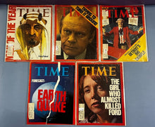 Load image into Gallery viewer, Lot of 5 Vintage TIME Magazines 1975 - Faisal, Ford, Detroit, Earthquake