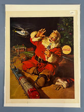 Load image into Gallery viewer, 1962 Coca-Cola Santa Claus Christmas Ad Print - Train Helicopter 11"x15"
