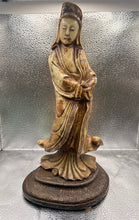 Load image into Gallery viewer, Antique 13.5” Tall Chinese Soapstone Figure Carved as “Guanyin”
