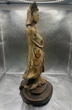 Load image into Gallery viewer, Antique 13.5” Tall Chinese Soapstone Figure Carved as “Guanyin”