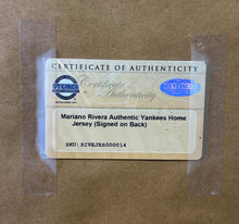 Load image into Gallery viewer, 44” x 35” Mariano Rivera Yankees Autographed Home Jersey in Redwood Frame