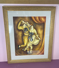 Load image into Gallery viewer, 16” x 13” Rendez-vous” Oil Pastel Painting by Rajka Kupesic. Gold-tone frame