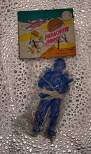 Load image into Gallery viewer, Vintage Parachute Jumper Toy Soldier Blue Figure Made in Hong Kong NOS