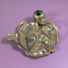 Load image into Gallery viewer, Vintage Art Nouveau Brass Bulldog Head Ashtray - Cigar & Cigarette Rest