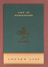 Load image into Gallery viewer, Vintage 1951 RMS Queen Mary Cunard Line Tourist Class Passenger List booklet