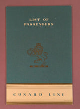 Load image into Gallery viewer, Vintage 1951 RMS Queen Mary Cunard Line Tourist Class Passenger List booklet